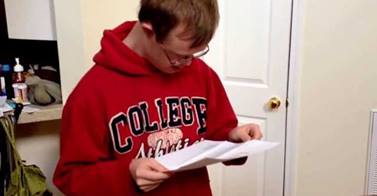 Video of Young Man with Down Syndrome Opening College Acceptance Letter